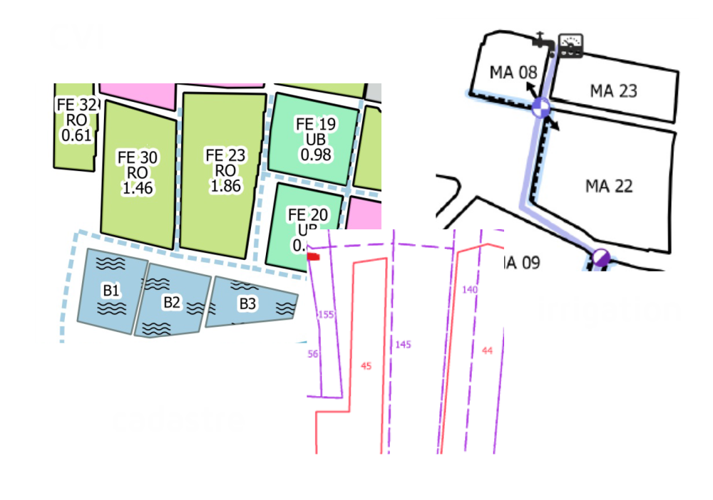 carte cartographie parcelle agricole surface SIG plan viticulture CVI irrigation cadastre cépage