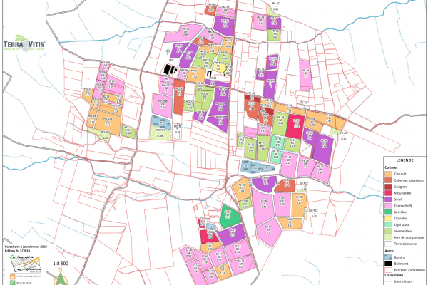 cartographie agriculture SIG GPS carte carto plan parcelle agricole surface superficie couleur culture arboriculture cadastre exploiation tableau données vigne cépages viticulture